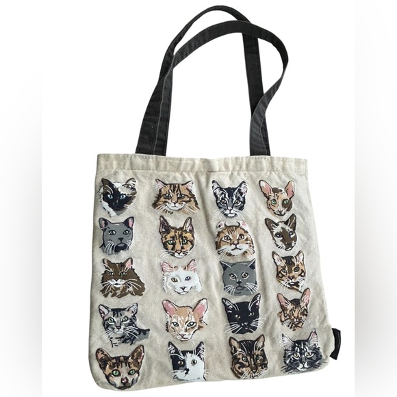 STRAND Cream and Black Cat Tote 12x12” - Picture 4 of 7